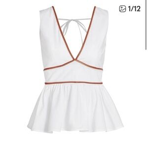 Staud Trent Peplum Top White